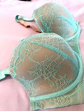 City Chic Underwire Lace Bra - Seafoam Green - Size 38 F