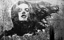 Framed Canvas print graffiti Urban girl stencil wall Street Art  pop painting 