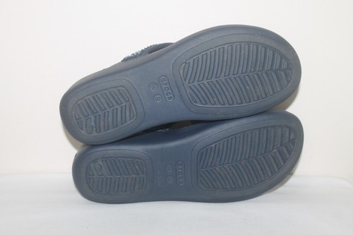 Crocs Dual Comfort Size 9 Monterey Diamanté Blue Wedge Flip Flops Sandals Women - Picture 9 of 9