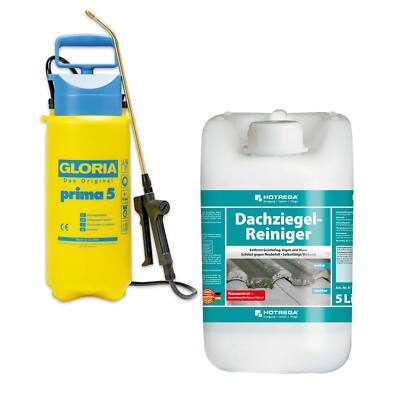 HOTREGA Dachziegel Reiniger Grünbelagentferner Dachreiniger 5L mit Drucksprüher