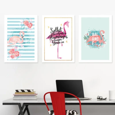 JUNIWORDS Poster "Flamingo" Geburtstag Geschenk Natur Tiere DIN A4 A3 A2 A1 - Bild 1 von 2