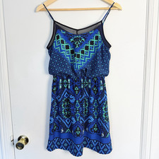 Express Womens XS Summer Dress Sleeveless Elastic Waist Flowy Boho Coastal