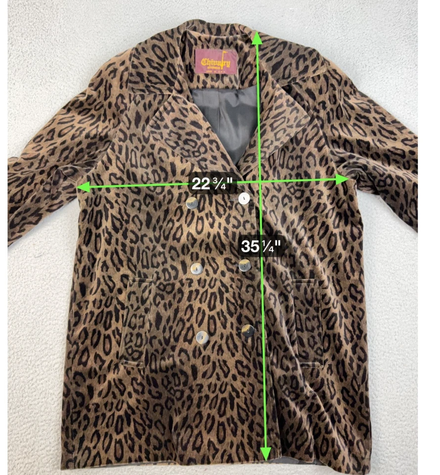 Abrigo Jackie O vintage de terciopelo con estampado de leopardo de doble botonadura para mujer Foto 3 de 4