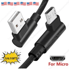 Micro USB Cable 90 Degree Right Angle Charging 3/6/10Ft For Samsung Android Lot