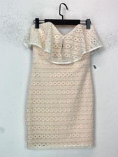 Miss Selfridge Peach Lace Bodycon Mini Dress Strapless UK 8 NEW