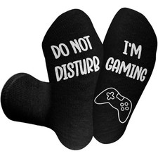 4E's Novelty Do Not Disturb I  m Gaming Socks - Funny Gamer 6-12, Black