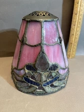 COPPER GROVE MOSA TIFFANY STYLE PURPLE ART DECO SLAG GLASS LAMP SHADE