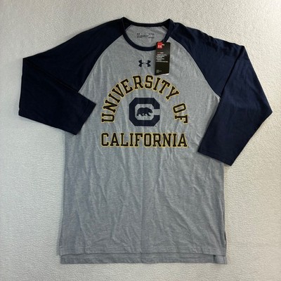 Under Armour University California T Shirt Men L Gray Raglan Berkeley Casual NWT