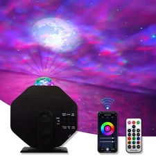 Galaxy Star Projector Night Light with Bluetooth Speaker and Voice Control fo...