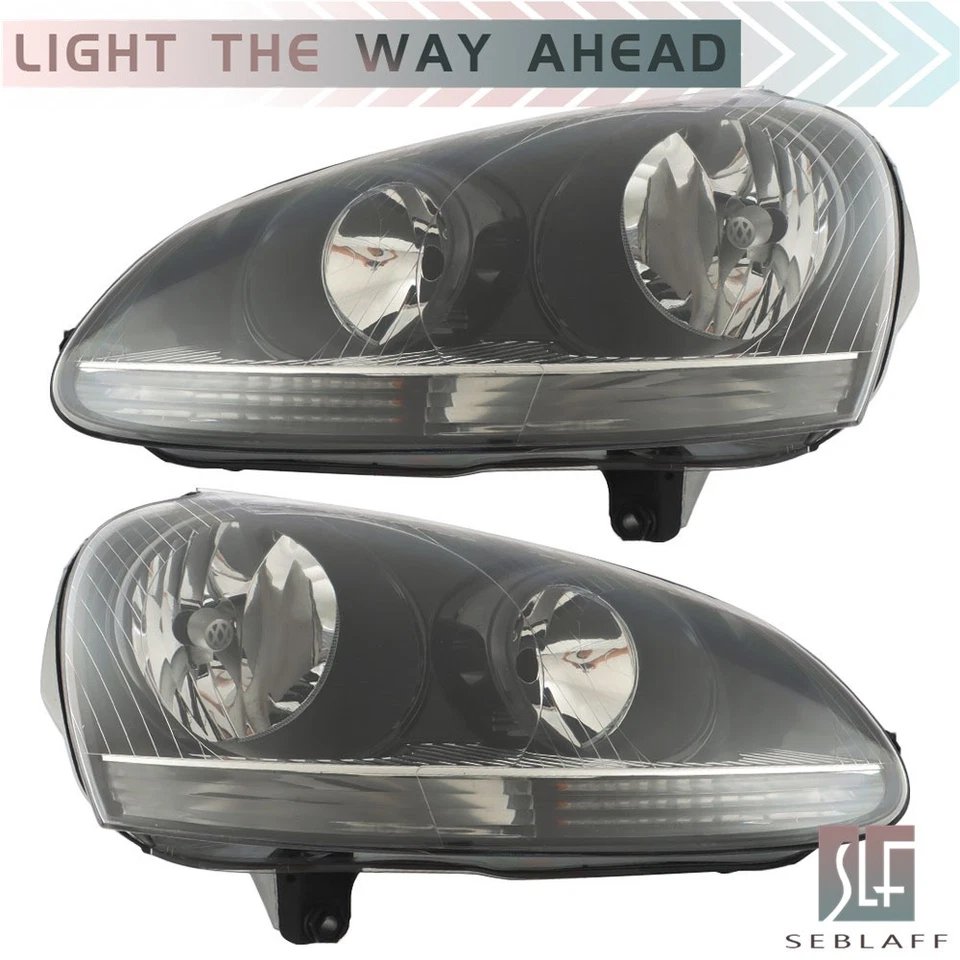 Black For Volkswagen Jetta MK5 2006 2007 2008 2009 Headlights 06-09 Headlamp - Image 3 of 4