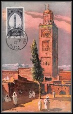56782 N°109 la koutoubia mosquée mosque marrakech 4/9/1925 maroc Carte maximum é