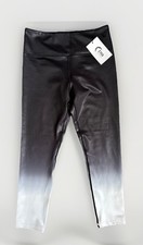 NEW ZYIA ACTIVE Legging Women Sz 8/10 Black Metallic Ombre Light Tight Hi Rise
