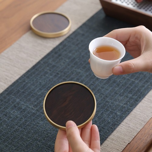 Heat Resistant Tea Cup Holder Non-slip Wood Round Mat Solid Wood Coaster Home - Picture 7 of 8