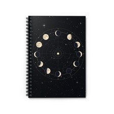 New Moon Phase, 6" x 8" Spiral Notebook, Ruled Journal, Notes, Ideas, Writing