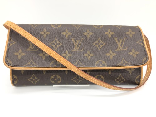 Auth LOUIS VUITTON Monogram Pochette Twin GM Shoulder Bag M51852 Brown Purse