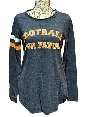 Chaser Football Por Favor Graphic Long Sleeve Tee XS NWT Varsity Stripe Shirt