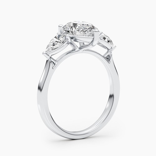 Diamond Pear Ring IGI Certified F VS1 F 2.34 Carat 3 Stones 14K White Gold - Picture 10 of 14