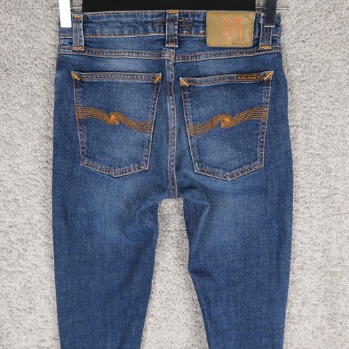 NUDIE JEANS HERREN SKINNY LIN FLAT LOVE W26 L32 STRETCH DENIM SLIM BLAU REISSVERSCHLUSS