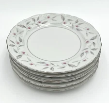 Empress China Garland 604 Set of 6 Salad Plates Floral Platinum Trim Vintage