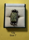 Vintage Navajo Sterling Silver And Green Spiderweb Turquoise Ring Size 7