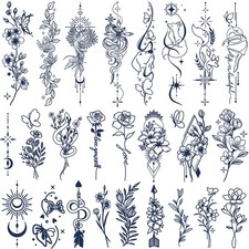 Semi-Permanent Tattoos for Women Girls 100 Plant-Based Ink Small Flower Words A