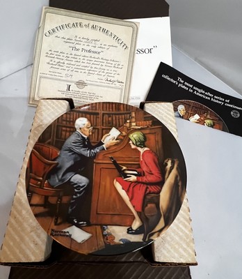 Knowles Norman Rockwell The Professor 1986 Collector's Plate with COA 10096E