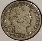 Silver Quarter - Barber - 1902-S (Partial Liberty. Spotty blackness.)- Set Break