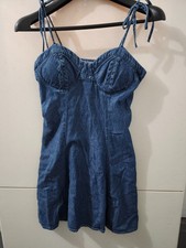 American Eagle Dress Womens M Blue Denim Mini Cami Tank Smock Babydoll Milkmaid