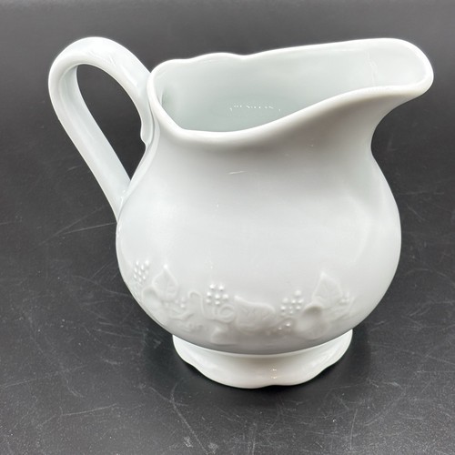 Dansk White Creamer Embossed Floral International Designs France 4” Vintage Rare - Picture 4 of 15