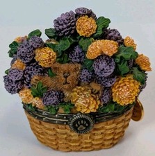 Vtg Boyds Bears Friends Berry Blossoms chrysanthemums November Trinket Box