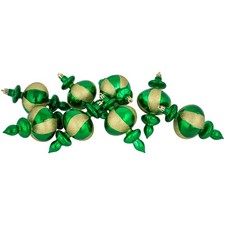Northlight 8ct White and Green Shatterproof Finial Christmas Ornaments, 6"