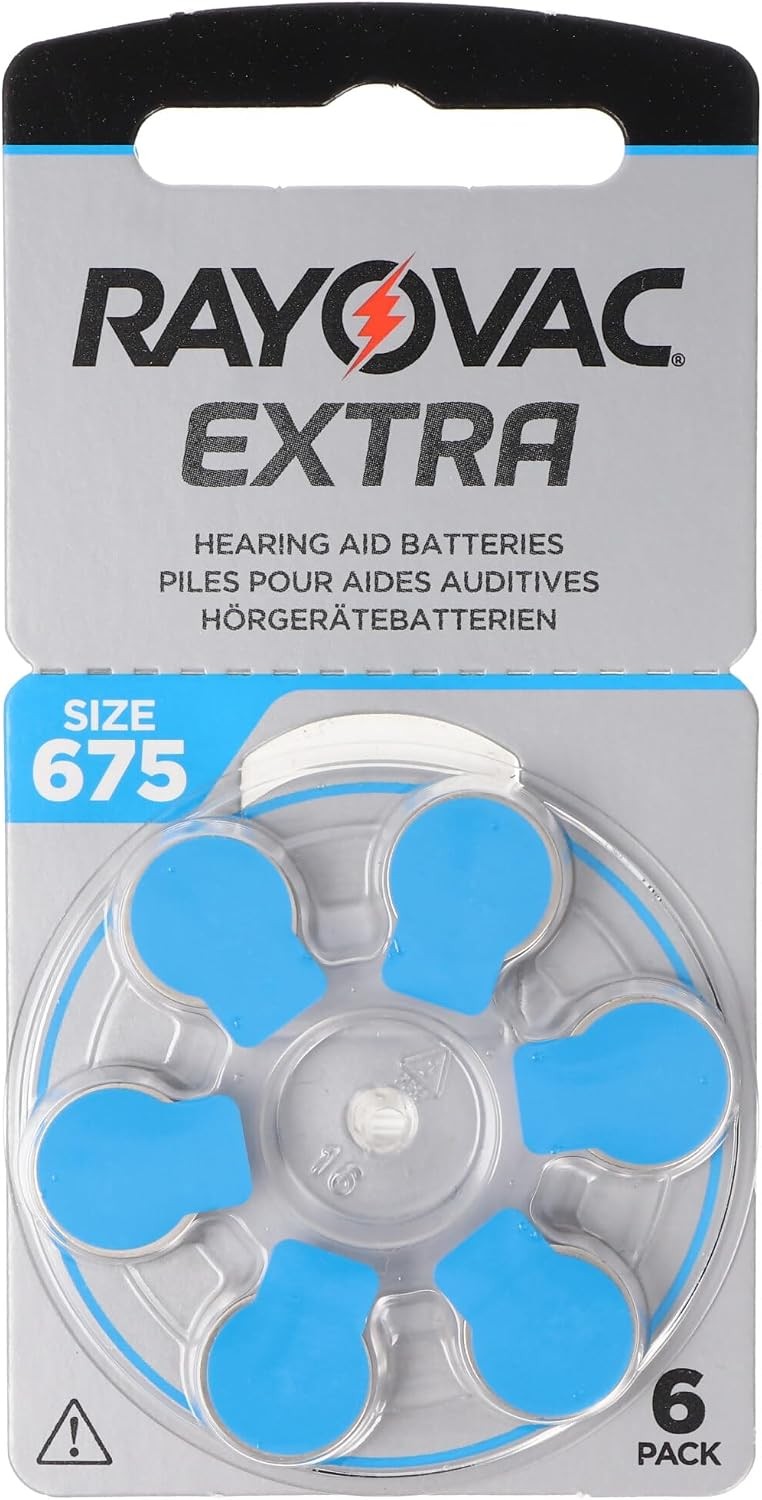 Pack Of 6 Rayovac Extra Size 675 Hearing Aid Batteries Blue - Zinc Air Hg0% PR44 - Image 4