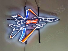 Airplane Plane Fighter Jet Beer 24" Vivid LED Neon Sign Light Lamp With Dimmer