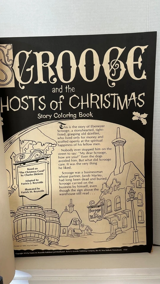 3 Vintage Giant Story Coloring Books 1974 Lot~Night Before Christmas & Scrooge++ Foto 3 de 4