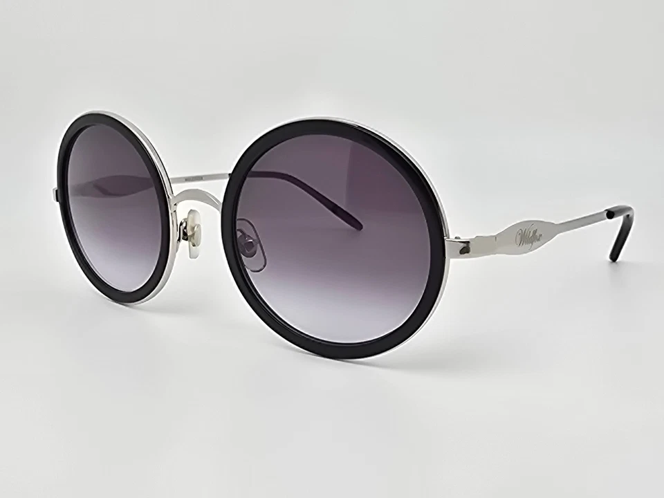 Wildfox Ryder 银色黑色镜框灰色渐变镜片圆形太阳镜带盒 50 毫米 — 第 4/4 张图片