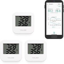 YoLink Smart Wireless Temperature Humidity Sensor, 3-Pack, Wide Temp Range f...