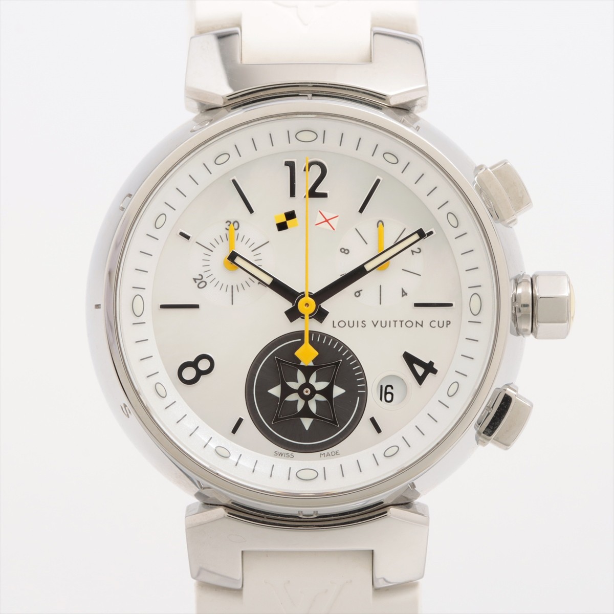 Louis Vuitton Louis Vuitton Tambour Lovely cup MM Q132C SS SS & Rubber QZ Shell-