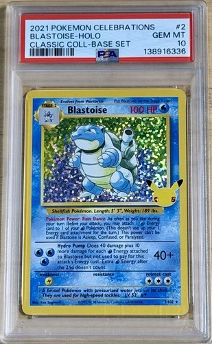 2021 Pokemon Blastoise Celebrations Classic Collection Holo 2/102 PSA 10 GEM 💎