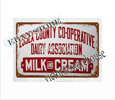 tin wall man cave Essex County Cooperative Milk Cream metal tin sign