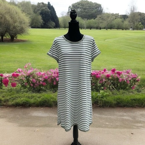 Women's Striped T-Shirt Dress S Casual Short Sleeve Summer Comfort Brunch Party
