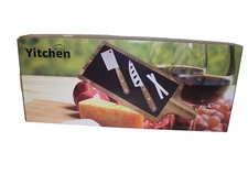 Yitchen CT-0118 Wood Handled Charcuterie Board with Slate Tools and Chalk NEW!