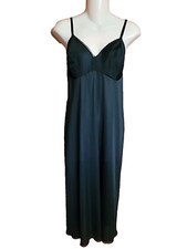 Vintage JCPenney Full Slip Dress Lingerie 38 Black Nylon Silky USA Made