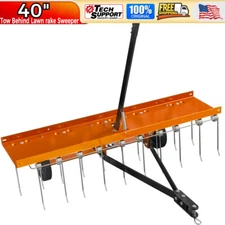 40" Dethatcher Tow Behind Lawn rake Lawn Sweeper Height Adjustable Orange Steel