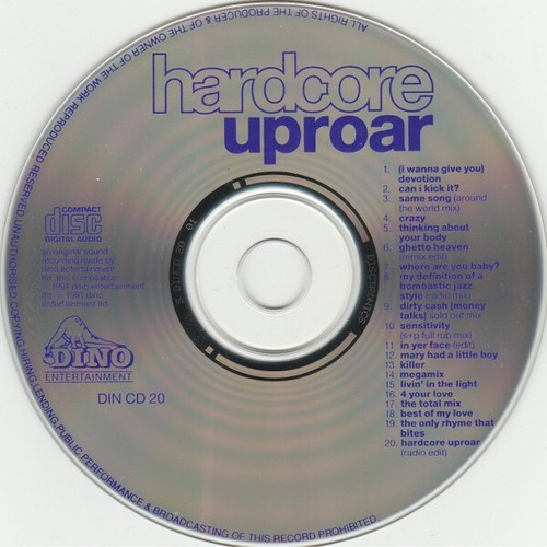 HARDCORE UPROAR - 1 X CD UNMIXED TRACKS - 1991 HARDCORE DANCE RAVE HOUSE CDJ DJ - Picture 3 of 3