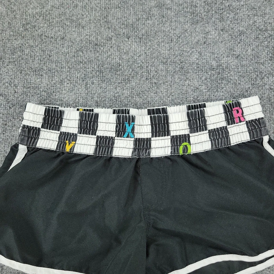 Roxy Shorts Women Junior Size 9 Black Pull On Checkered Logo Mid Rise Adult 29x1 - Image 2 of 4