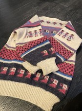 Vintage 80s Peruvian Alpaca Folk Hand Knitted Sweater Llama Peru Unisex Adult