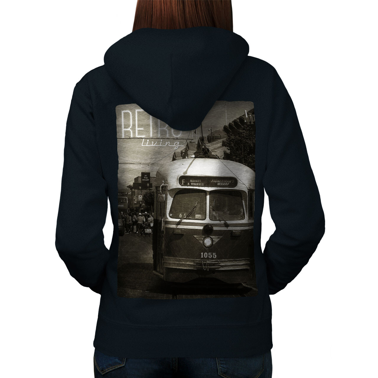 Wellcoda Living Retro City City Womens Hoodie Back