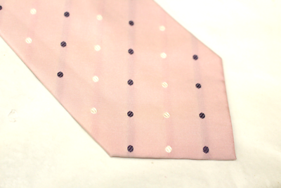 Cravate En Soie MODAITALIA F70059 - Motif Pois Rose, Fabriquée En Italie, Occasion Très Bon état