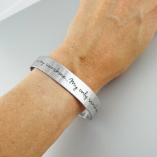 You Are My Sunshine Engraved Cuff Bracelet - Stainless Steel - Double-sided Love