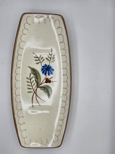 Vtg Stangl Blue Daisy Olive Pickle Relish Plate Pottery 1940s
